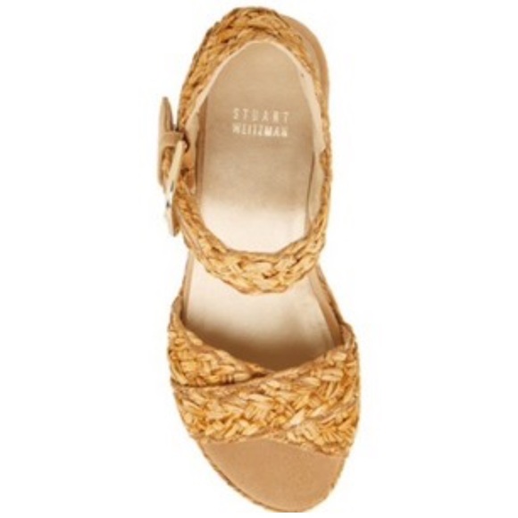 Stuart Weitzman Oncross Wedge Espadrille Platform Camel Alex Hoopla Sandal Sz 9 - Picture 2 of 9